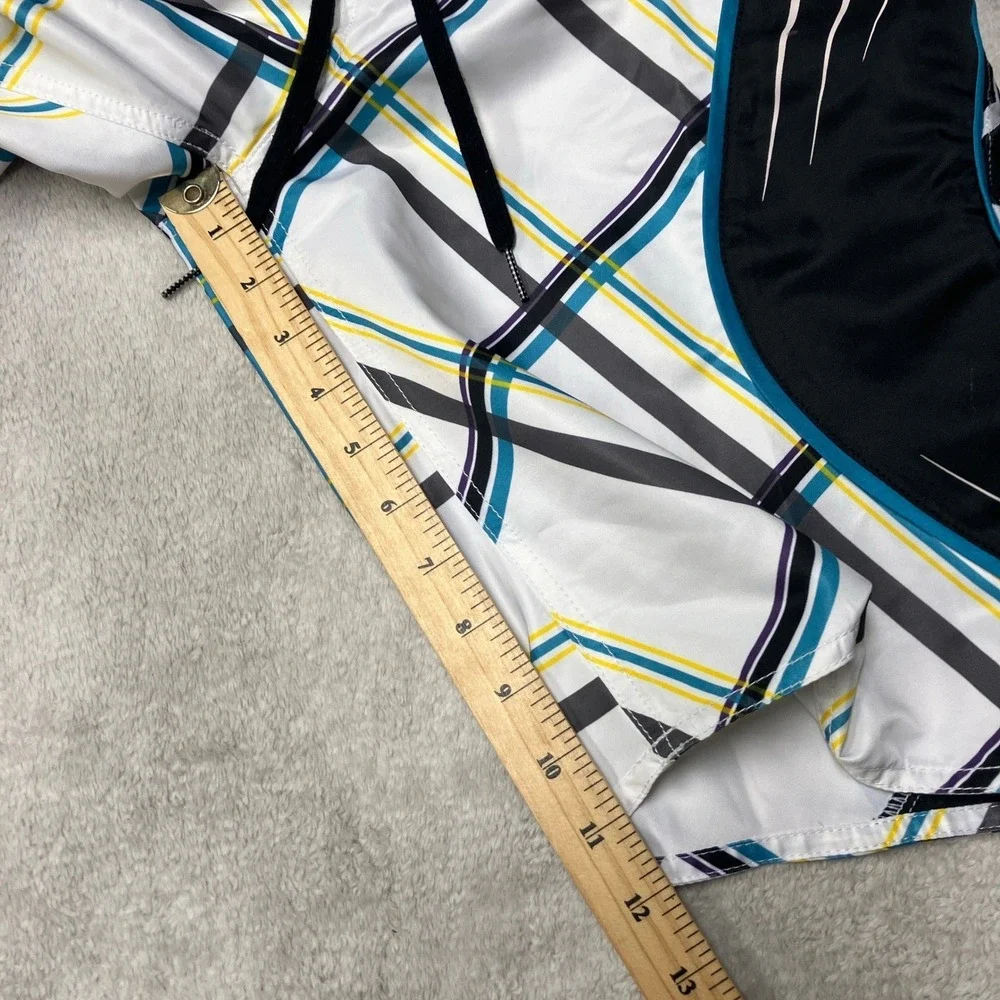 Y2K Fox Racing Board Shorts Plaid Geometric Abstract Big Logo Mens 30